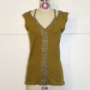 Express V Neck Rhinestone Top
